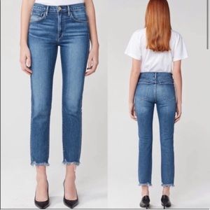 3x1 Shredded Crop High Rise Straight Denim Jeans  Size 27